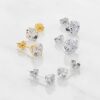 14k Solid White Gold ROUND Stud Earrings