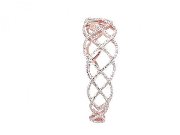 14K Rose Gold Plated .925 Sterling Silver Pavé-Setting-Diamond-Accent