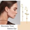 8 Pieces Ear Crawler Hook Earrings, Ear Cuff Wrap Studs