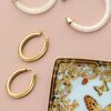 Elevate Your Style with 14K Gold Plated Sterling Silver Monet Oval Chunky Lightweight Hoop Earrings - Timeless Elegance in Yellow Gold, Ideal for Every Occasion