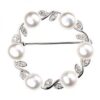 White Freshwater Cultured Pearl Circle Leaf Scarf Brooch