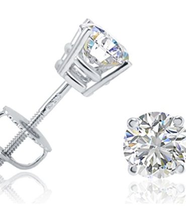 Amanda Rose 14K White Gold Round Diamond Stud Earrings