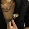 Vintage Broches Girls Pin Maple Leaf Brooch Bronze