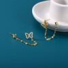 Double Butterfly Chain Cuff Wrap CZ Sterling Silver