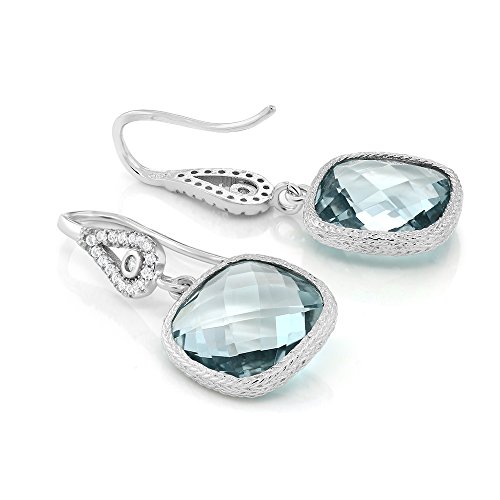 Gem Stone King Sterling Silver Simulated Aquamarine Dangle Earrings