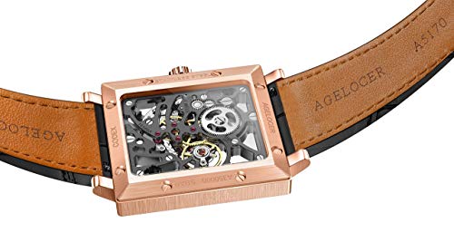 Agelocer Men's Double-Sided Hollow Black Steel Dual Time