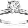 1.0 Carat Diamond, Prong Set 14kt White Gold Round Engagement Ring