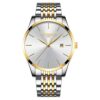 White Gold Watch R ONTHEEDGE Roman Numeral Business Analog