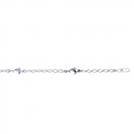 Dolphin Charm Anklet Lobster Clasp Sterling Silver Rhodium