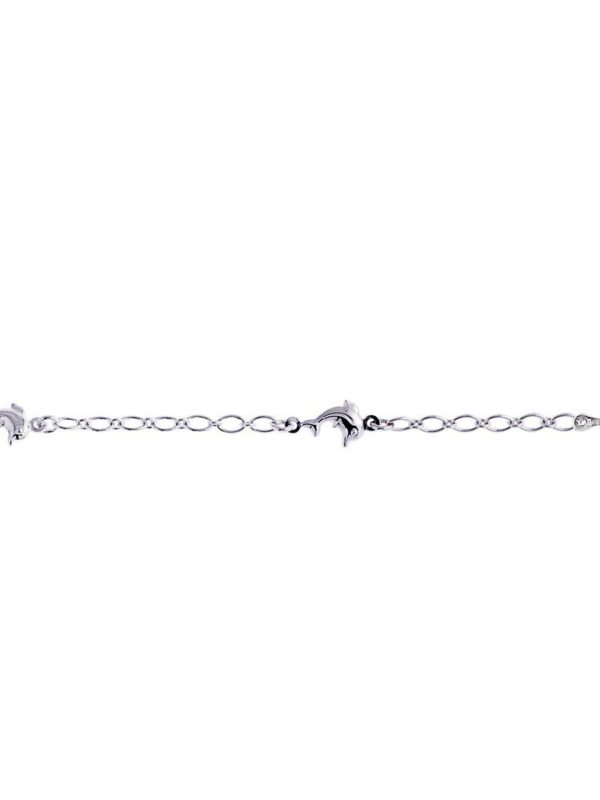 Dolphin Charm Anklet Lobster Clasp Sterling Silver Rhodium