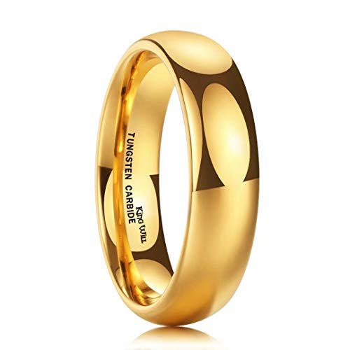 24k Gold Plated Ring Wedding Band Comfort Fit Domed Tungsten