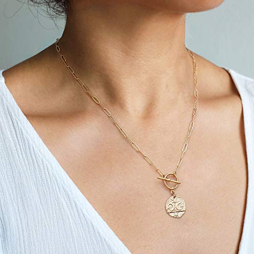 Moon and Star Medallion Pendant Necklace