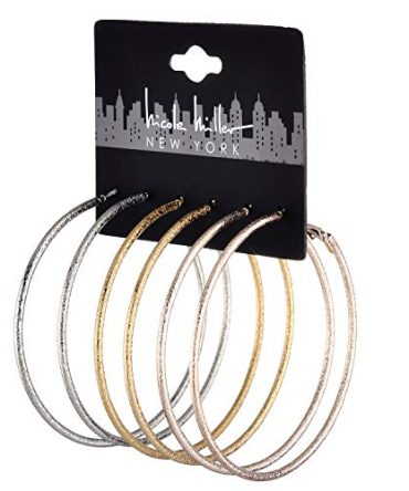 Hoop Earrings Silvertone Goldtone Rosegold Nicole Miller New York Set