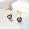 Ross-Simons 8-9mm Black Cultured Pearl Double-Hoop Earrings