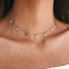 Long tiantian Gold Star Choker Necklace for Women