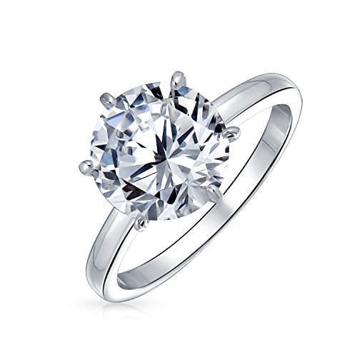 Size 8 Zirconia Bridal Engagement Ring Round Cut Cubic