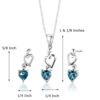 Blue Topaz Heart Earrings Pendant Necklace Jewelry Set