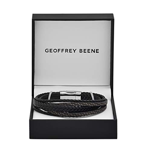 Geoffrey Beene Men's Multi-Strand Braided Genuine Leather Bracelet