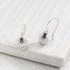 'Mini Crystal Disc' Drop Earrings with Crystals in Sterling Silver