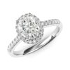 Sterling Silver Simulated Oval Cut Diamond Halo Engagement Ring
