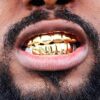 TOPGRILLZ Hip Hop Gold Plated Top Vampire Fangs & Bottom Grillz Set