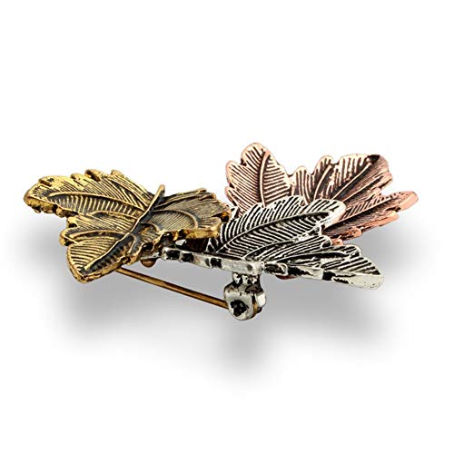 Vintage Broches Girls Pin Maple Leaf Brooch Bronze