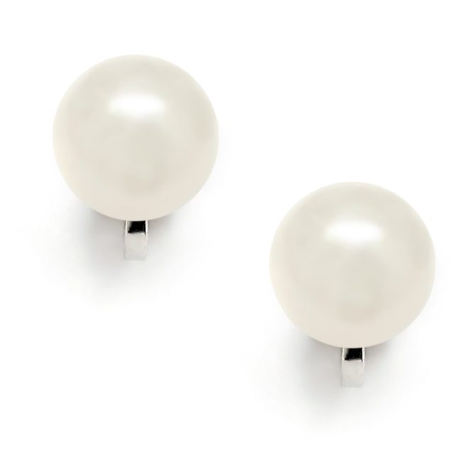 Mariell 9mm Ivory Shell Pearl Clip-On Earrings