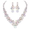 Necklace Earrings Jewelry Set for Brides Dress Rhinestone