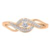 Sparkling 10K Rose Gold Criss Cross Diamond Engagement Ring - A Promise of Radiance in Size 8