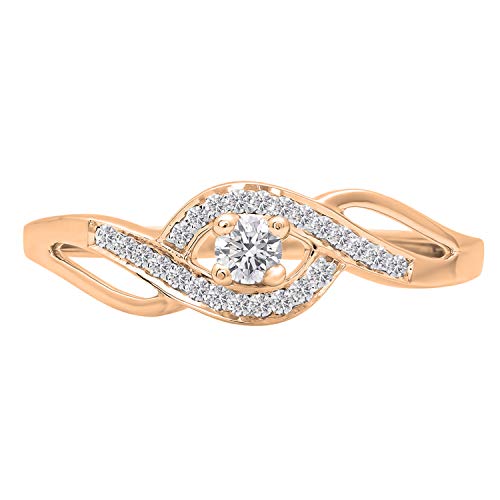 Sparkling 10K Rose Gold Criss Cross Diamond Engagement Ring - A Promise of Radiance in Size 8