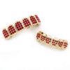 18K Gold with Red Blue Pink Diamond Top and Bottom Grills