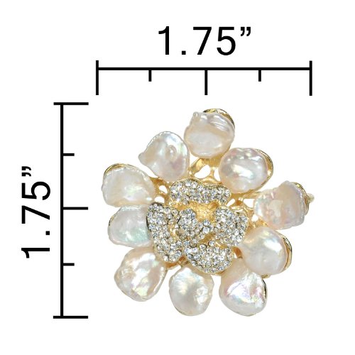 Pearls Gold-Tone Crystal Pistil Brooch Pin Pendant