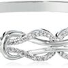 Sterling Silver Diamond Double Knot Bangle Bracelet