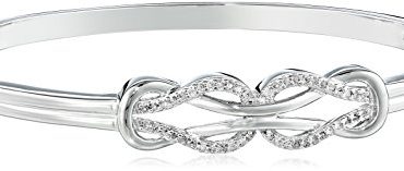 Sterling Silver Diamond Double Knot Bangle Bracelet