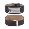 Personalized Custom Free Engraved Brown Black Leather Stainless Steel
