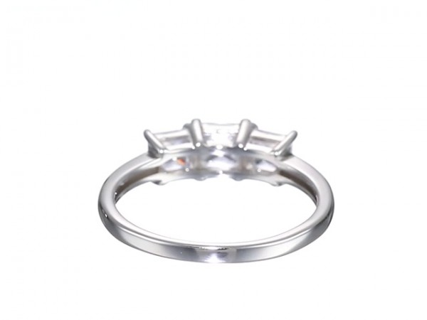 Platinum Plated Sterling Silver Princess Engagement