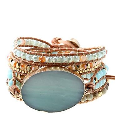 Handmade Leather Crystal Stone Bracelets for Women