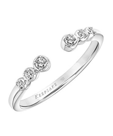 Open Ring for Women with Bezel Set Diamonds Stackable Band