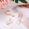 18K Gold Plated Ear Cuffs Leaf Clip Earrings