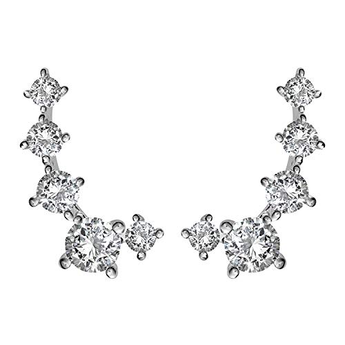 PAVOI 14K White Gold Plated Cubic Zirconia Ear Crawler