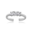 Hoops & Loops Sterling Silver Cubic Zirconia Three Stone Toe Ring