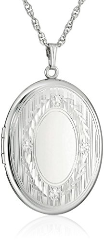 Sterling Silver Extra-Large Engraved Oval Locket Necklace