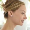 Platinum Plated Clip-On Stud Earrings 9.5mm Round-Cut Solitaires