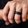 ThunderFit Men's Silicone Ring, Step Edge Rubber Wedding Band