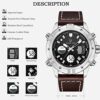 Sport Watch Digital Analog Waterproof Multifunctional Military Brown Leather