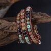 Matte Turquoise Beaded 3 Wrap Leather Bracelet