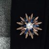 Rose Gold Crystal Geometry Flower Brooch for Women