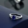 Gem Stone King 925 Sterling Silver Blue Sapphire and White Diamond
