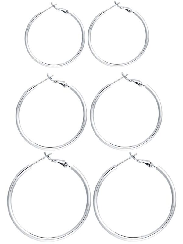 14k White Gold Plated Hoop Earrings Big Hoop Silver