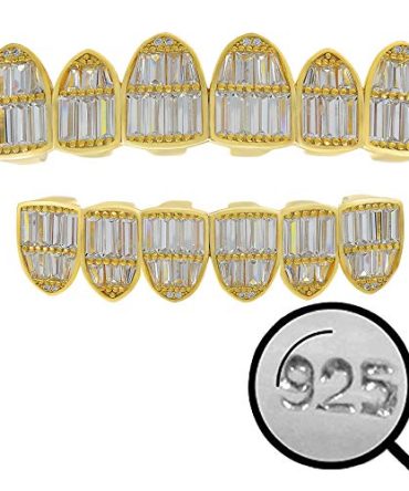 14k Gold Finish Silver Real Baguette Grills for Teeth